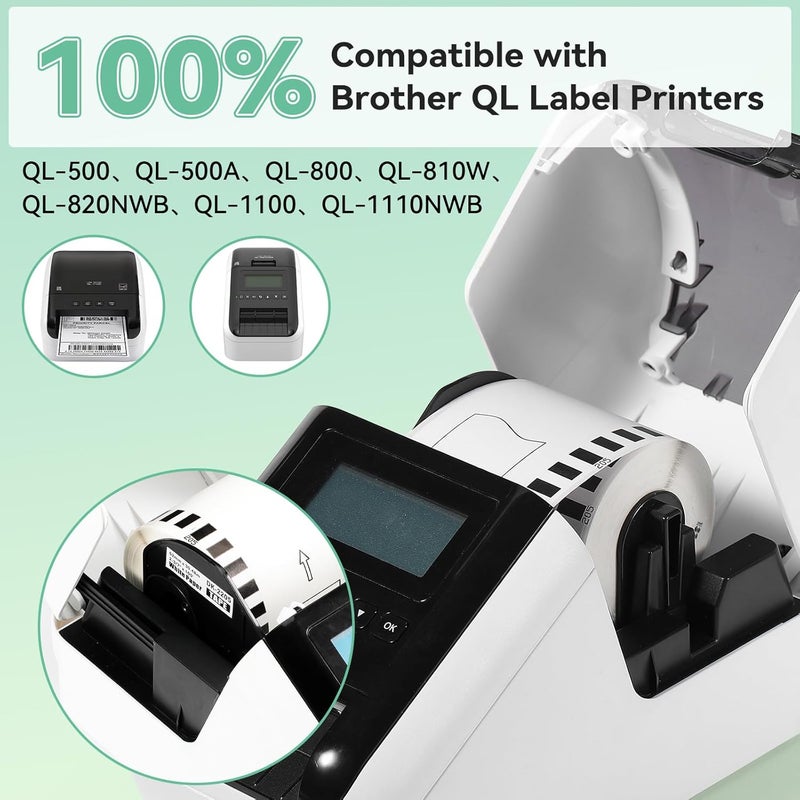 GreaTeam Replacement for Brother DK-2205 DK2205 Continuous Paper Labels 2-3/7" x 100'(62mm x 30.48m) Compatible with Brother QL-800 QL-820NWB, QL-500 QL-700Label Printers, 4 Rolls+1 Frame - Image 2
